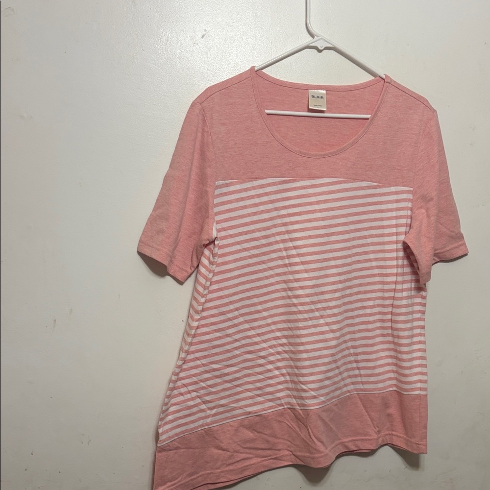 Blair Pink and White Striped Short Sleeve Top